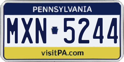 PA license plate MXN5244