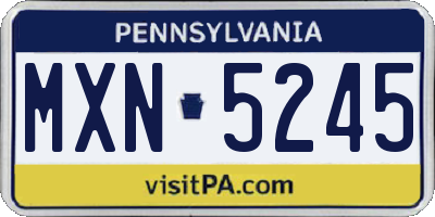 PA license plate MXN5245