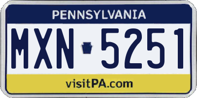 PA license plate MXN5251