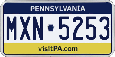 PA license plate MXN5253