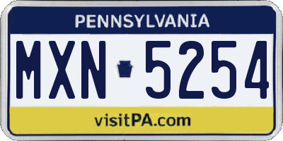 PA license plate MXN5254