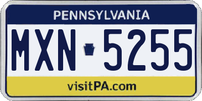 PA license plate MXN5255