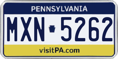 PA license plate MXN5262