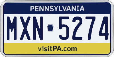 PA license plate MXN5274