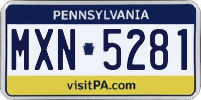 PA license plate MXN5281