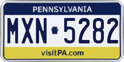 PA license plate MXN5282