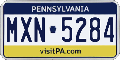 PA license plate MXN5284