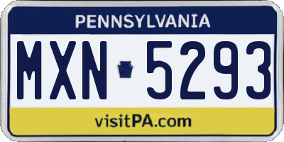 PA license plate MXN5293