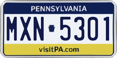 PA license plate MXN5301