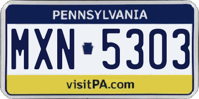 PA license plate MXN5303