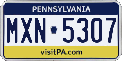 PA license plate MXN5307