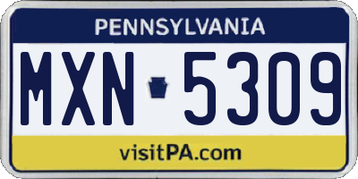 PA license plate MXN5309