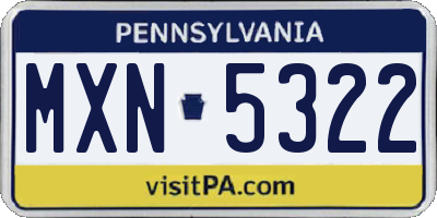 PA license plate MXN5322