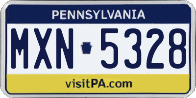 PA license plate MXN5328