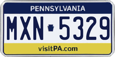 PA license plate MXN5329