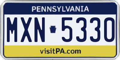 PA license plate MXN5330