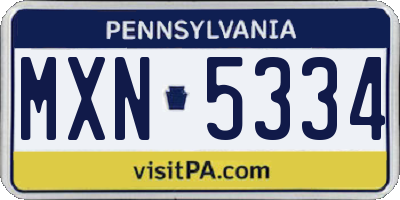 PA license plate MXN5334
