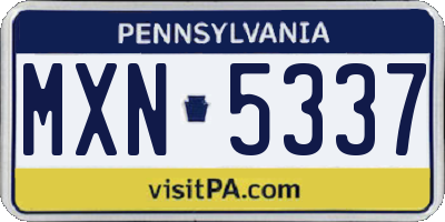 PA license plate MXN5337