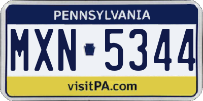 PA license plate MXN5344