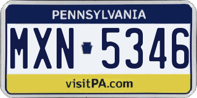 PA license plate MXN5346