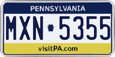 PA license plate MXN5355