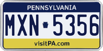 PA license plate MXN5356