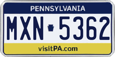 PA license plate MXN5362
