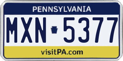 PA license plate MXN5377