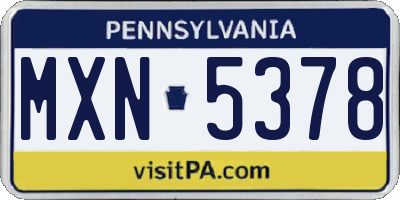 PA license plate MXN5378