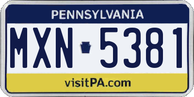 PA license plate MXN5381