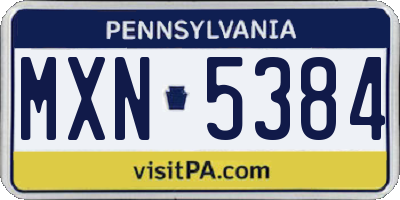 PA license plate MXN5384