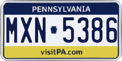 PA license plate MXN5386