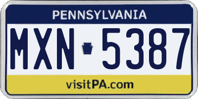 PA license plate MXN5387