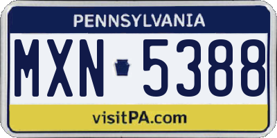 PA license plate MXN5388