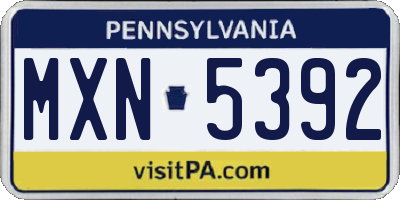 PA license plate MXN5392