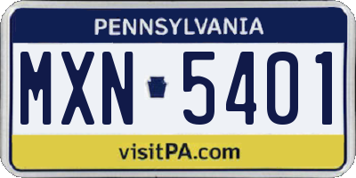PA license plate MXN5401
