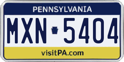 PA license plate MXN5404