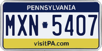 PA license plate MXN5407