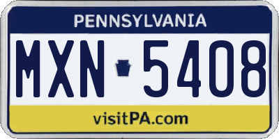 PA license plate MXN5408