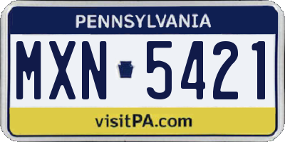 PA license plate MXN5421