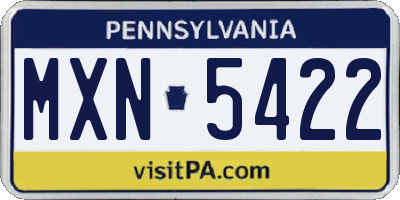 PA license plate MXN5422