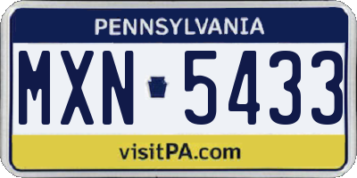 PA license plate MXN5433