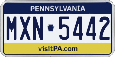 PA license plate MXN5442