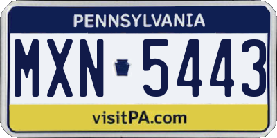 PA license plate MXN5443