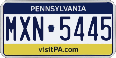 PA license plate MXN5445