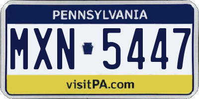 PA license plate MXN5447