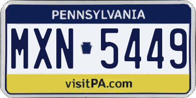 PA license plate MXN5449
