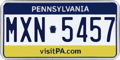 PA license plate MXN5457