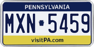 PA license plate MXN5459