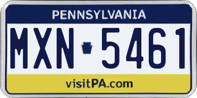 PA license plate MXN5461